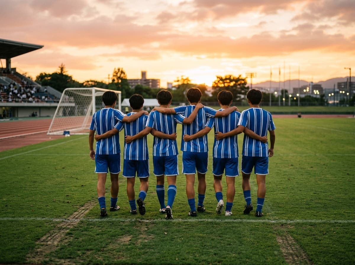 サッカー名言 チームメイトと円陣を組む選手たち