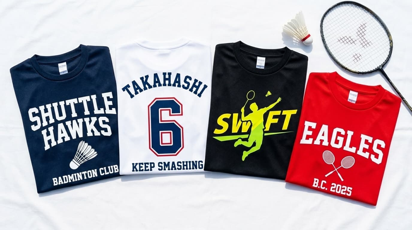 バドミントン オリジナルTシャツ チーム名入り制作イメージ