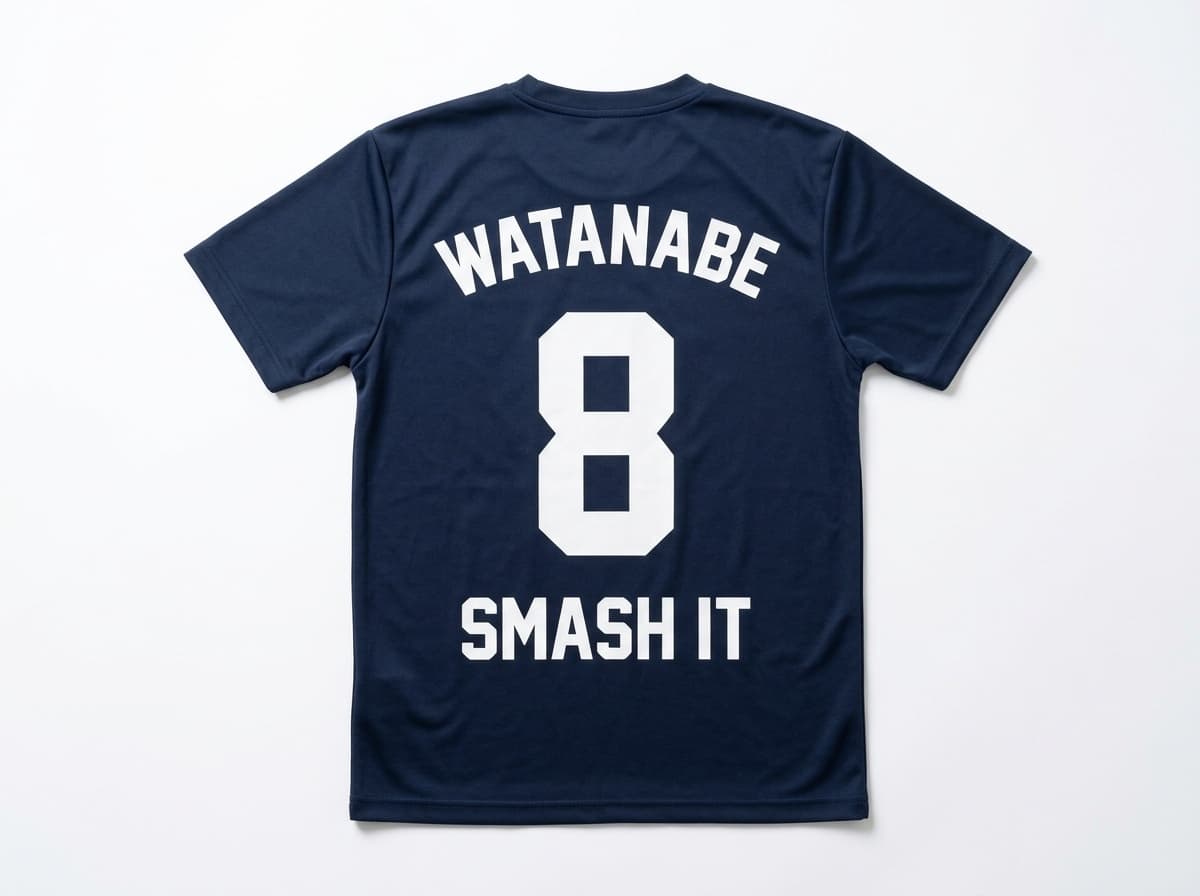 バドミントン オリジナルTシャツ制作イメージ 背面ネーム＋背番号