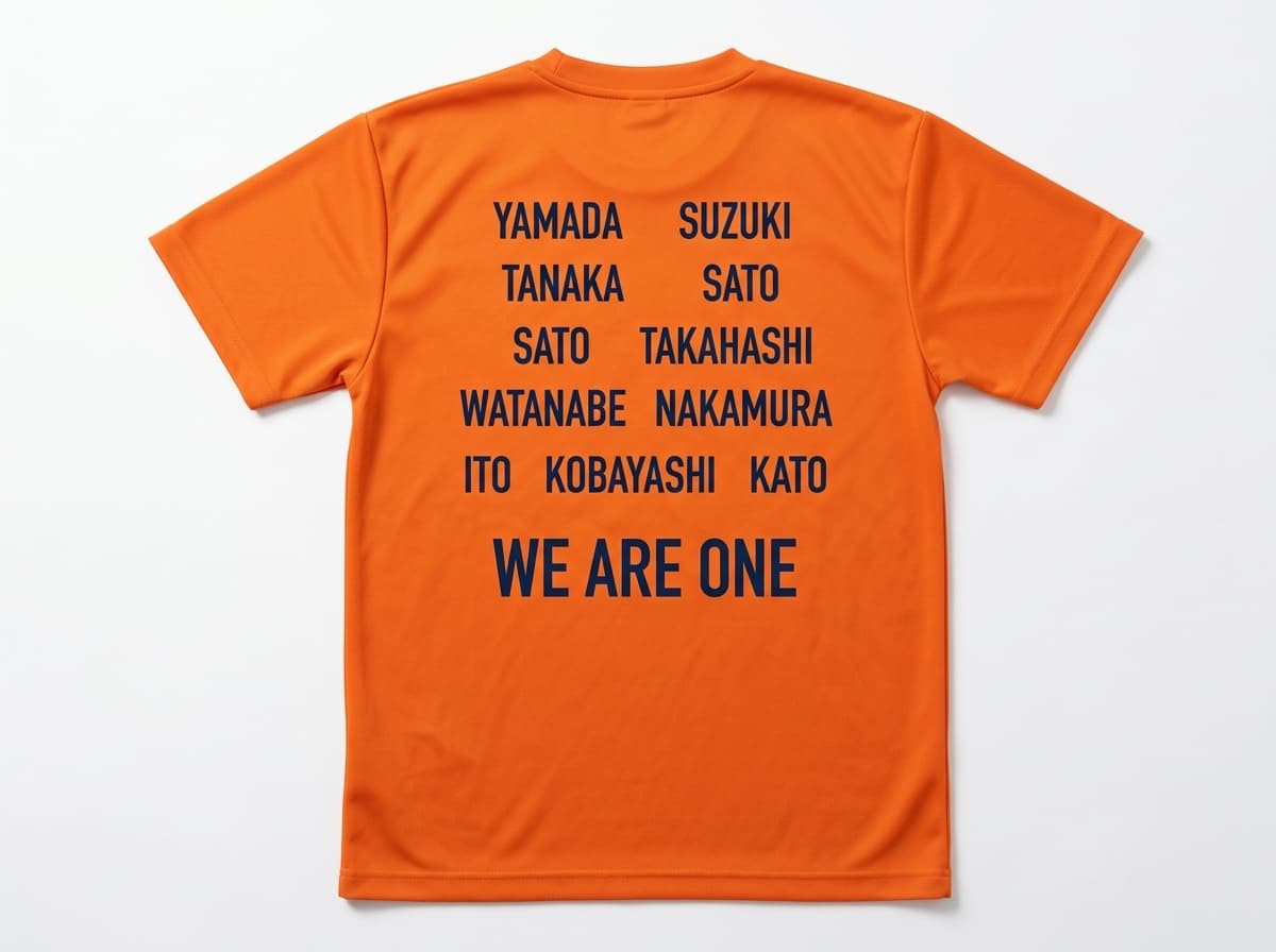 文化祭 クラスTシャツ制作イメージ 背面全員の名前