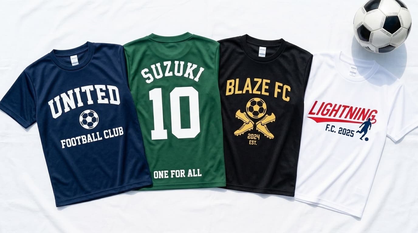 サッカー/フットサル オリジナルTシャツ チーム名・背番号入り制作イメージ