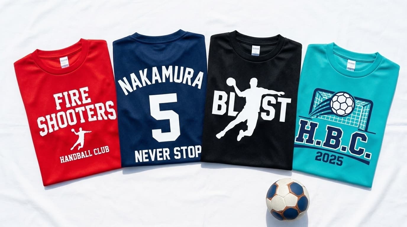 ハンドボール オリジナルTシャツ チーム名・背番号入り制作イメージ