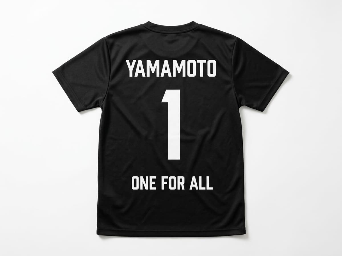 ラグビー オリジナルTシャツ制作イメージ 背面ネーム＋背番号