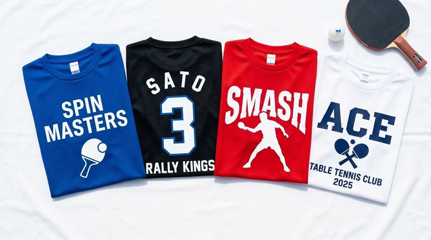 卓球 オリジナルTシャツ チーム名・背番号入り制作イメージ
