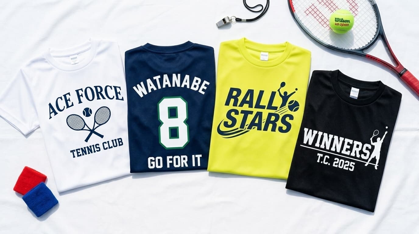テニス オリジナルTシャツ チーム名・背番号入り制作イメージ