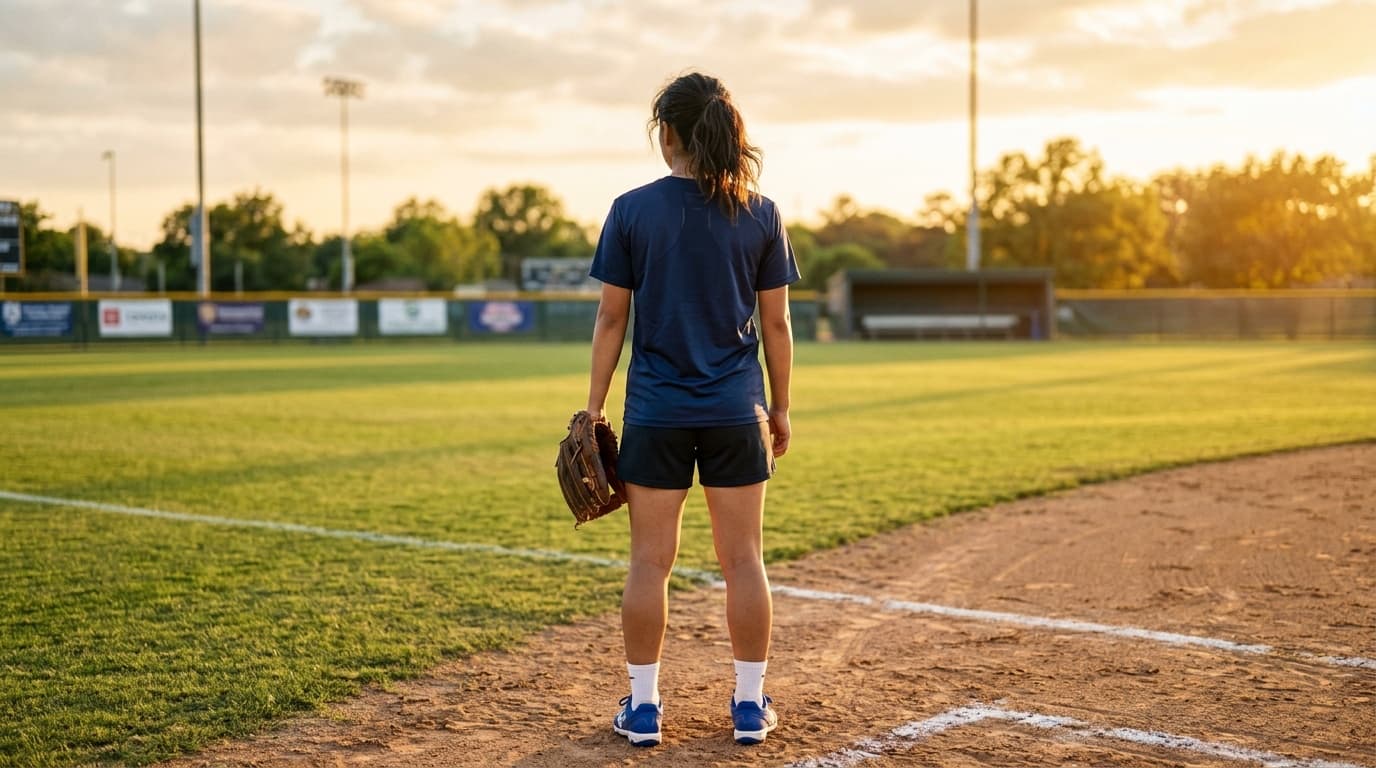 ソフトボール名言 グラウンドに立つ選手の後ろ姿
