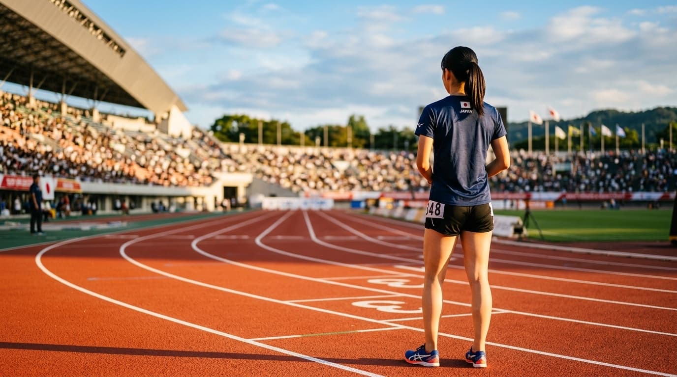 陸上競技名言 トラックに立つ選手の後ろ姿
